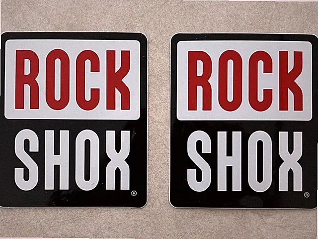 2.5" x 3" Rock Shox Red & Black Mountain Bike Fork MTB Vinyl Decals Stickers