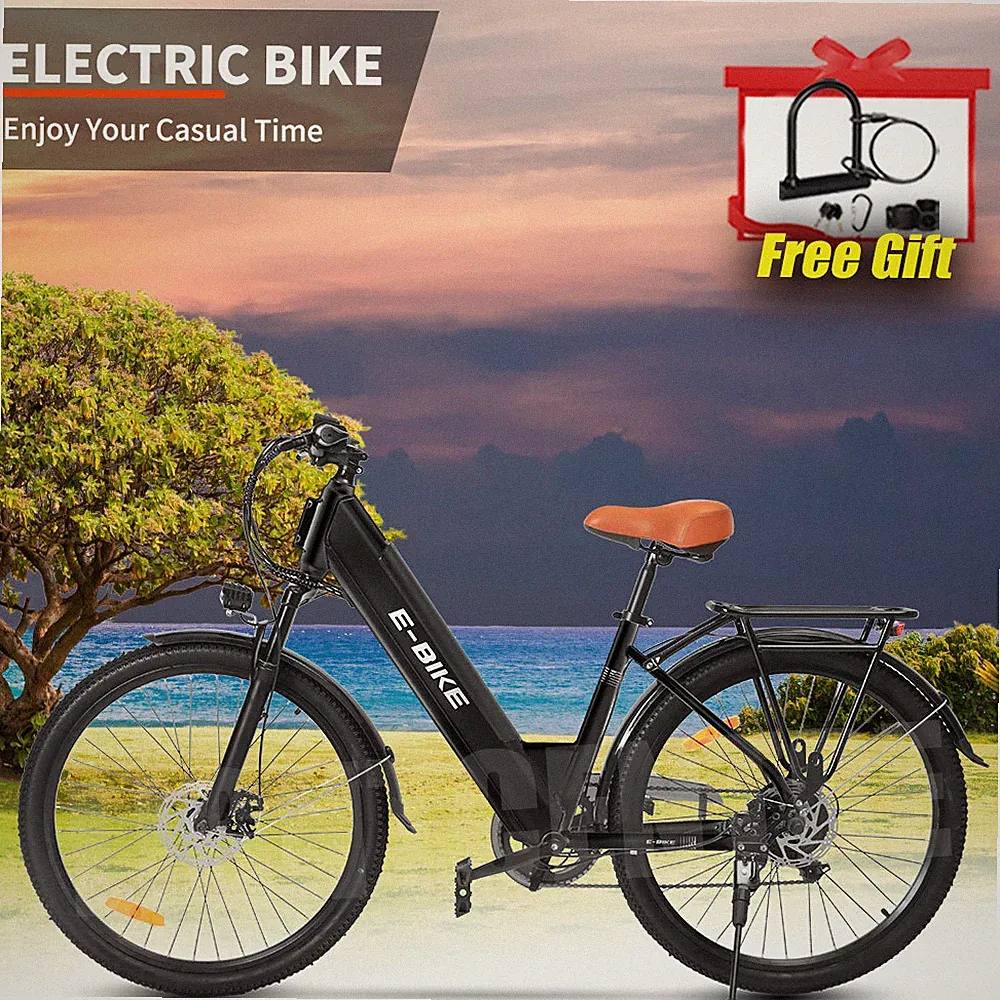 26'' Fat Tire Electric Bike,750W Mountain Bicycle 22MPH for Adults Ebike
