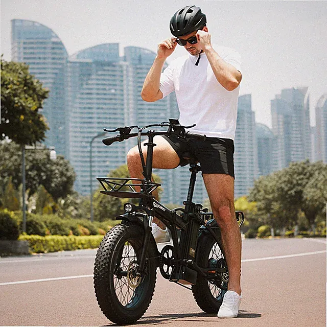 750W Folding B ike 20" Fat Tire B ik e 48V Battery 7 Speed 30MPH for Adult