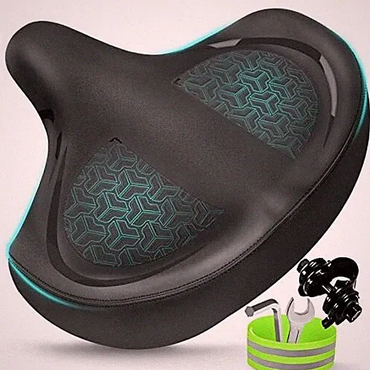 Bicycle Seat, Bike Seat for Women Men Extra Comfort Wide, Oversized Black