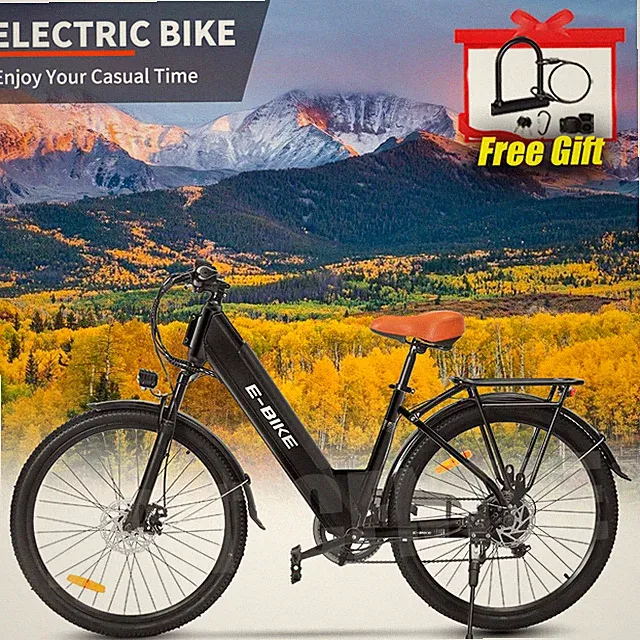 Black E-Bike 26" Electric Bike 750w City Bicycle Commuter Ebike for Adults