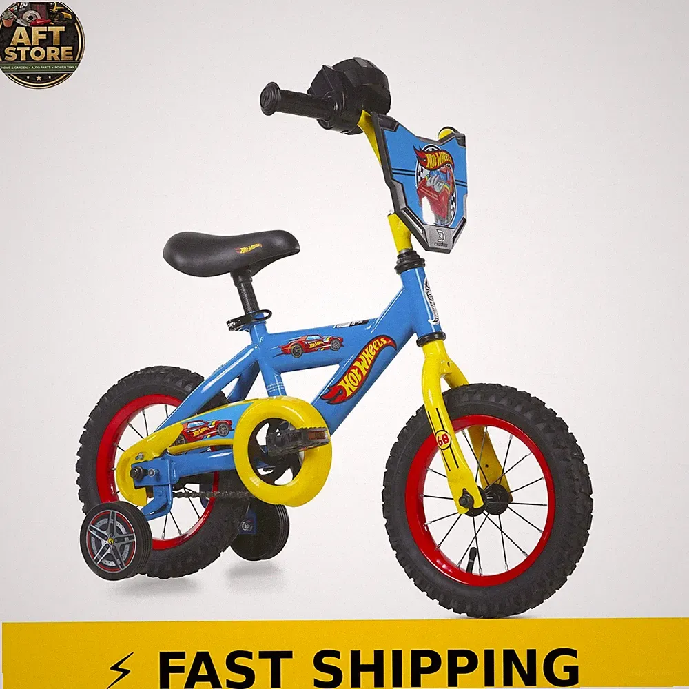 Hot Wheels Boys' 12-Inch BMX Bike for Kids Aged 6-9, Blue