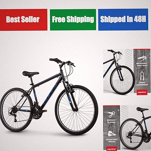 Huffy Stone Mountain Bike 26 Inch, 21 Speed, Front Suspension, Matte Black