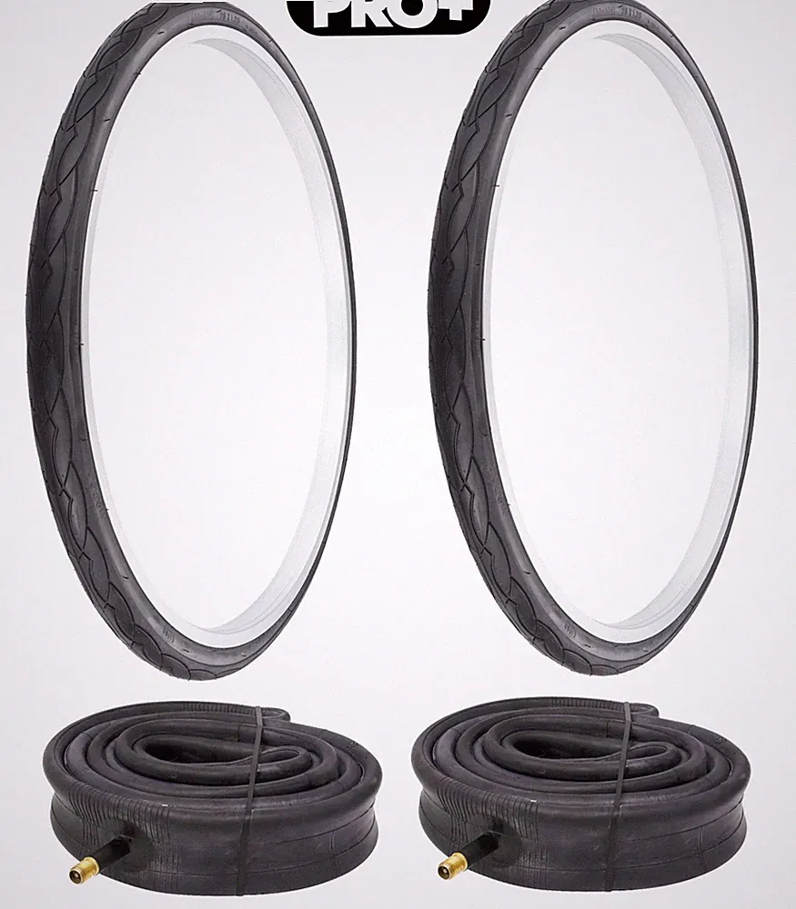 PRO+ BICYCLE TIRES 26 x 1.25 BLACK W-2023 SMOOTH ROAD TOURING W/HEAVYDUTY TUBES