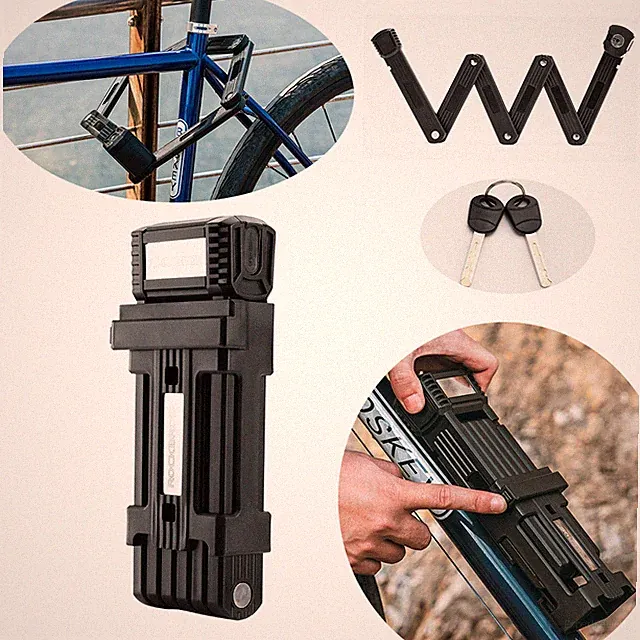 ROCKBROS Bike Folding Lock &Mounting Bracket Key Heavy Duty Motorcycle MTB Road