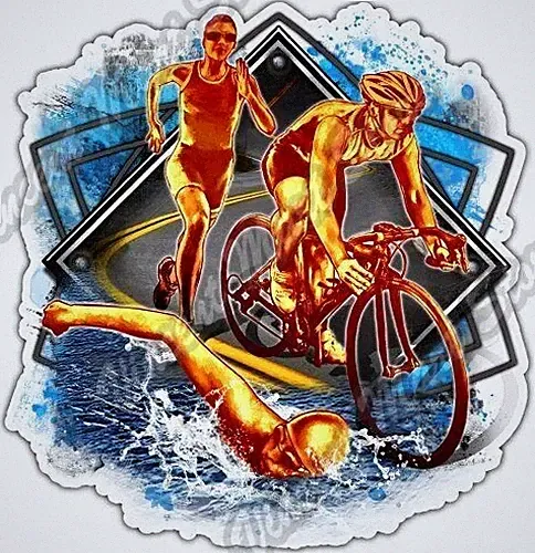 Triathlon Bike Cycle Race Trio Run Swimming Car Bumper Vinyl Sticker Decal 4.6"